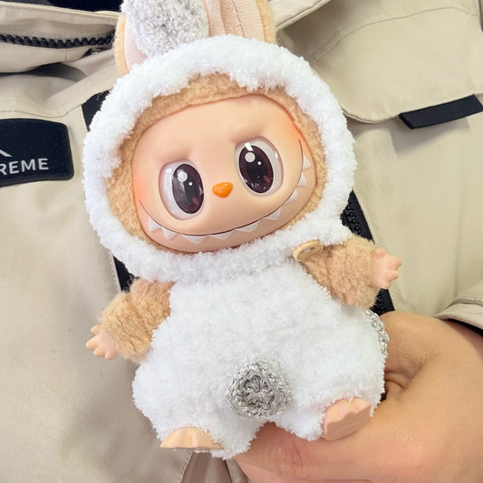 Clothes Only] Macaron Labubu Clothes Pure Hand-made White Angel Dinosaur suit Pendant LABUBU Doll Clothes