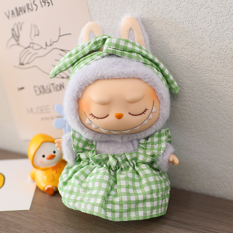The first and second generation labubu labubu sit party vinyl doll blind box pendant doll clothes for wedding dress skirt