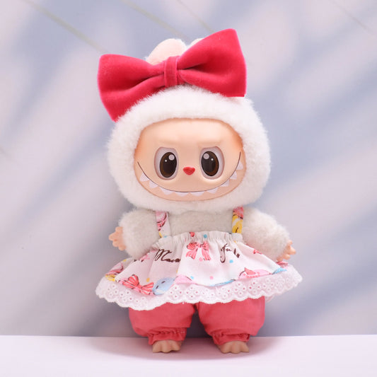 Baby Clothes Only] First, Second and Third Generation Pendants Labub Bow Small Flower Skirt Pants Suit Labub Replacement Baby Clothes