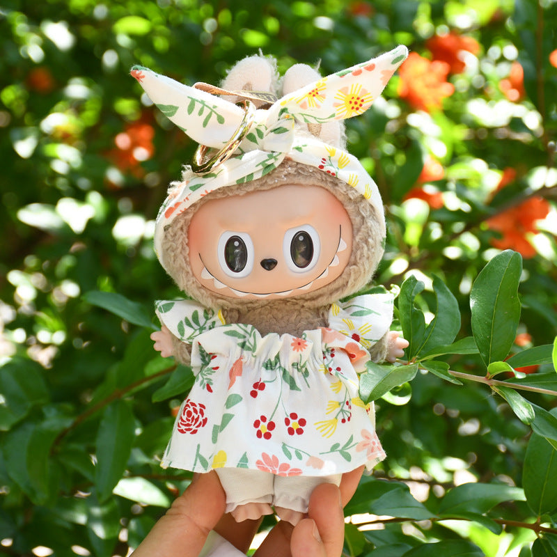 [Clothes for sale only] 17cm pendant cloth cloth clothes with hair band plaid skirt vinyl doll clothes