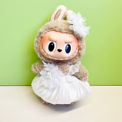 15cm blind box pull cloth pendant clothes casual two-piece macaron labubu pendant doll plaid suit