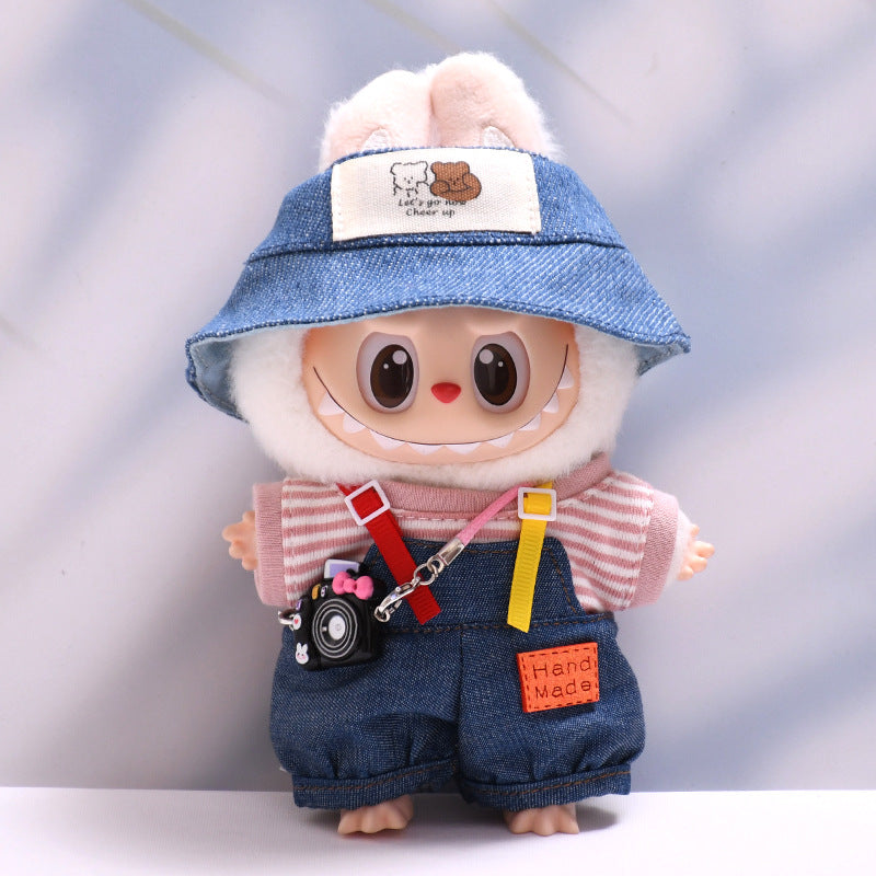 Only baby clothes] one, two and three generations of pendants labubu clothes Denim pants striped T labubu baby clothes