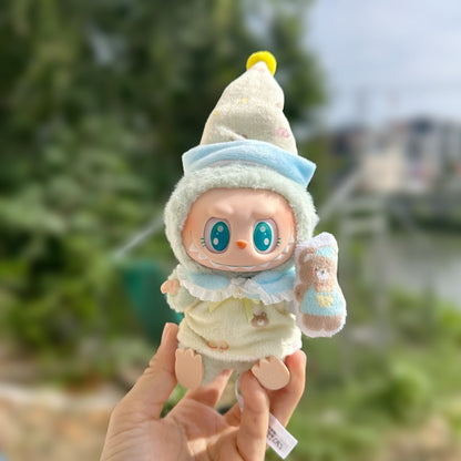 Clothes Only] One or Two Generation Blind Box Bubble Mart LABUBU Sit Party Doll Clothes Goodnight Dress Three-Piece Set