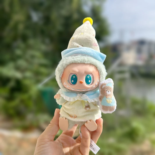 Clothes Only] One or Two Generation Blind Box Bubble Mart LABUBU Sit Party Doll Clothes Goodnight Dress Three-Piece Set