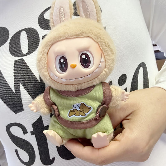 Labubu Doll Outfit - Green Wings Bear Snap Button Set for 1st & 2nd Gen