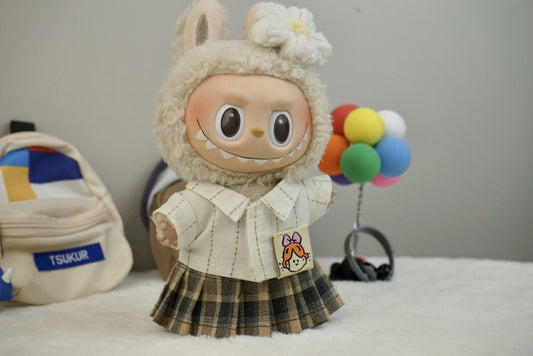 Labubu Doll Sweet Girl JK Skirt Outfit for 17cm Vinyl Doll