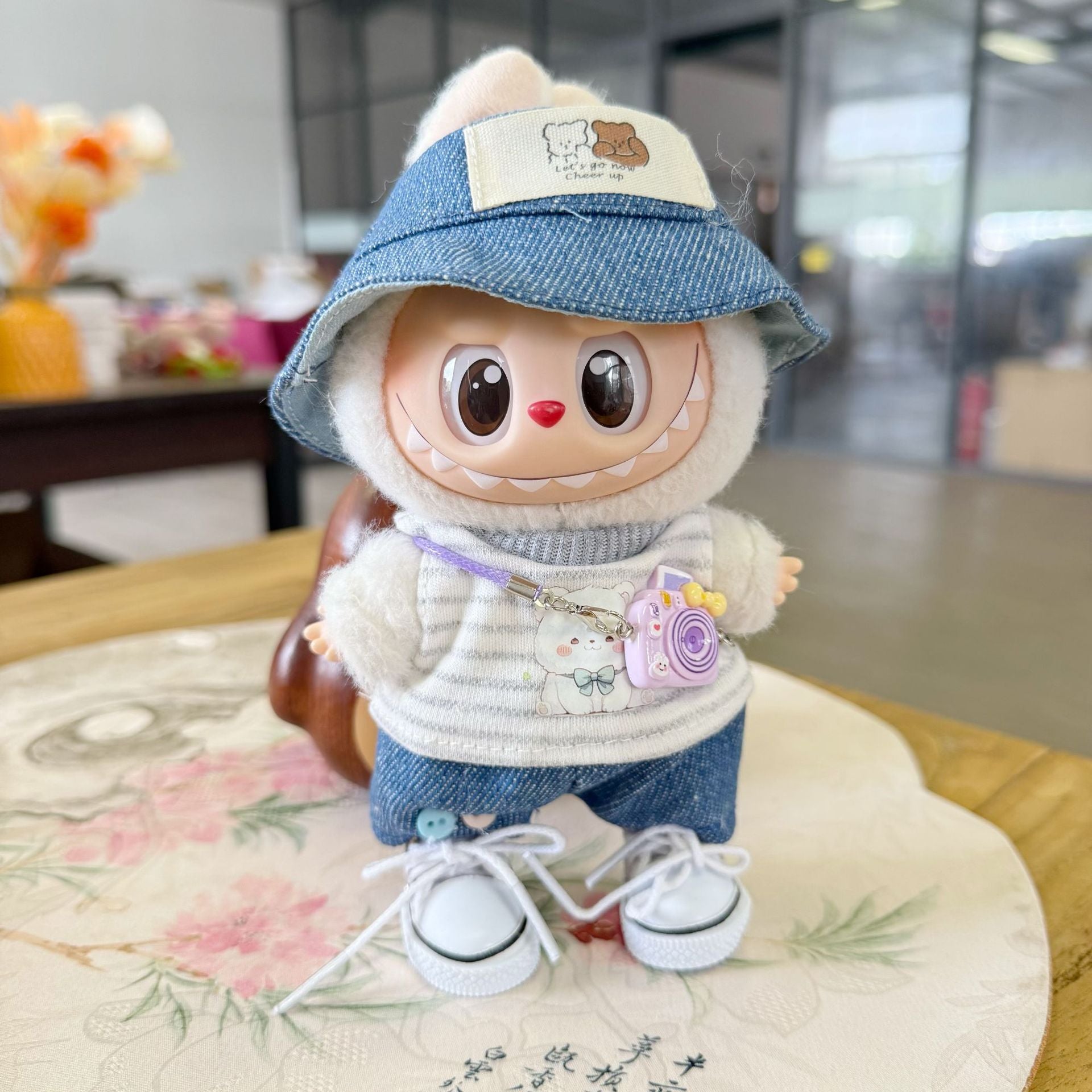 Clothes Only] Labubu Clothes First, Second and Third Generation Blind Box Labubu Replacement Cartoon Stripesd t Jeans Suit