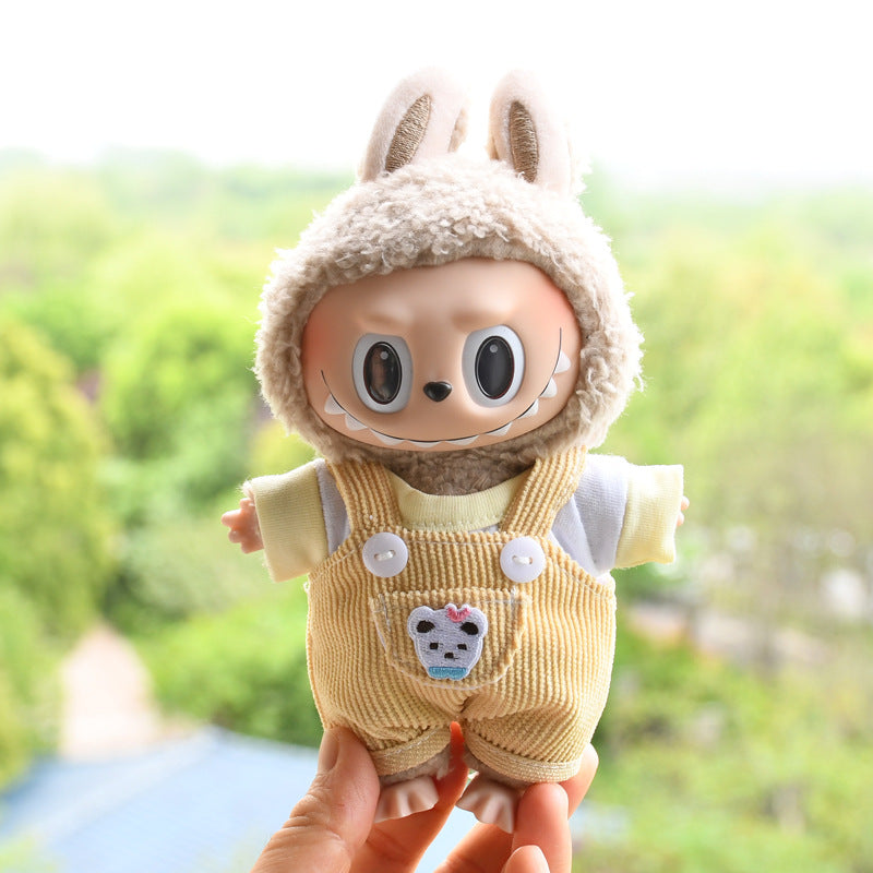 Only baby clothes] 17cm blind box cloth hanging clothes bear corduroy suspenders pants T-shirt key chain baby clothes
