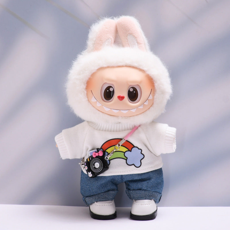 Only baby clothes] one or two generation pendant labubu clothes rainbow white T jeans suit suit labubu baby clothes