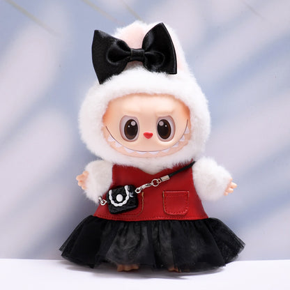 Only baby clothes] one or two generation pendant labubu clothes red leather clothes black gauze skirt suit cloth baby clothes