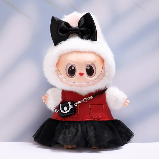 Only baby clothes] one or two generation pendant labubu clothes red leather clothes black gauze skirt suit cloth baby clothes