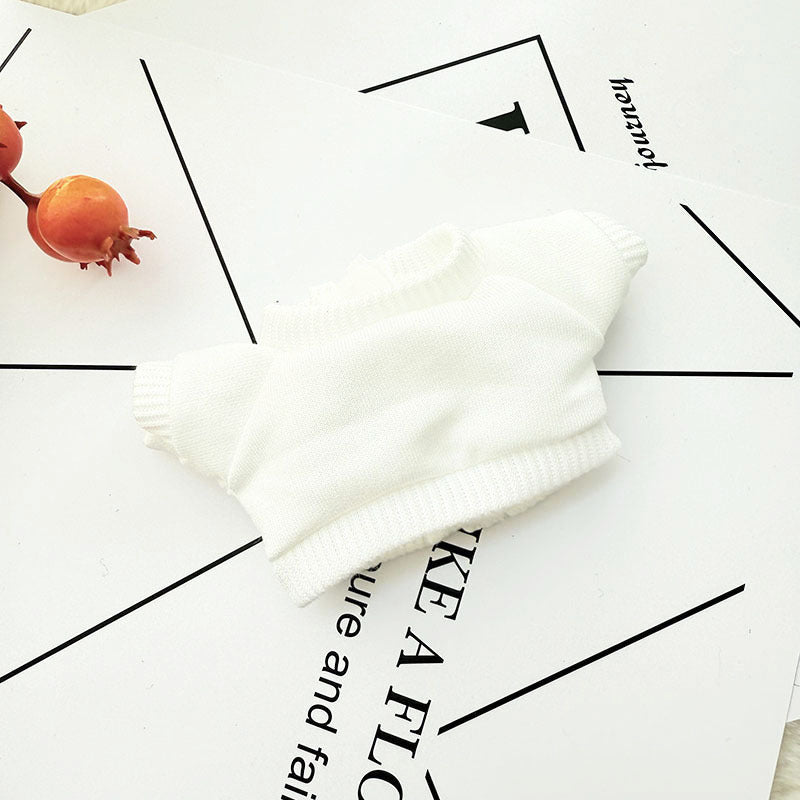 Clothes Only] 17cm Pendant Labubu Clothes Cat t Camellia Straw Hat Suit Labubu Doll Clothes