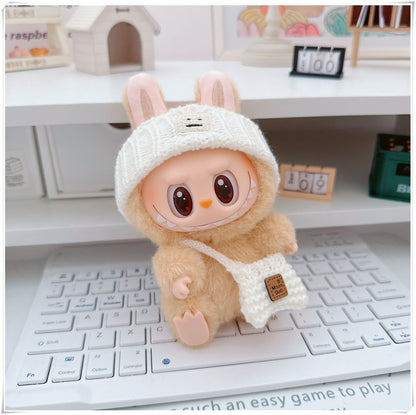 Labubu Doll Christmas Outfit - Snowflake & Gingerbread Man Sweater with Knitted Hat