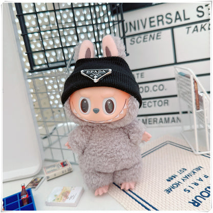 Labubu Doll Hooded Sweatshirt & Crossbody Bag Outfit for 10cm & 17cm Vinyl Dolls