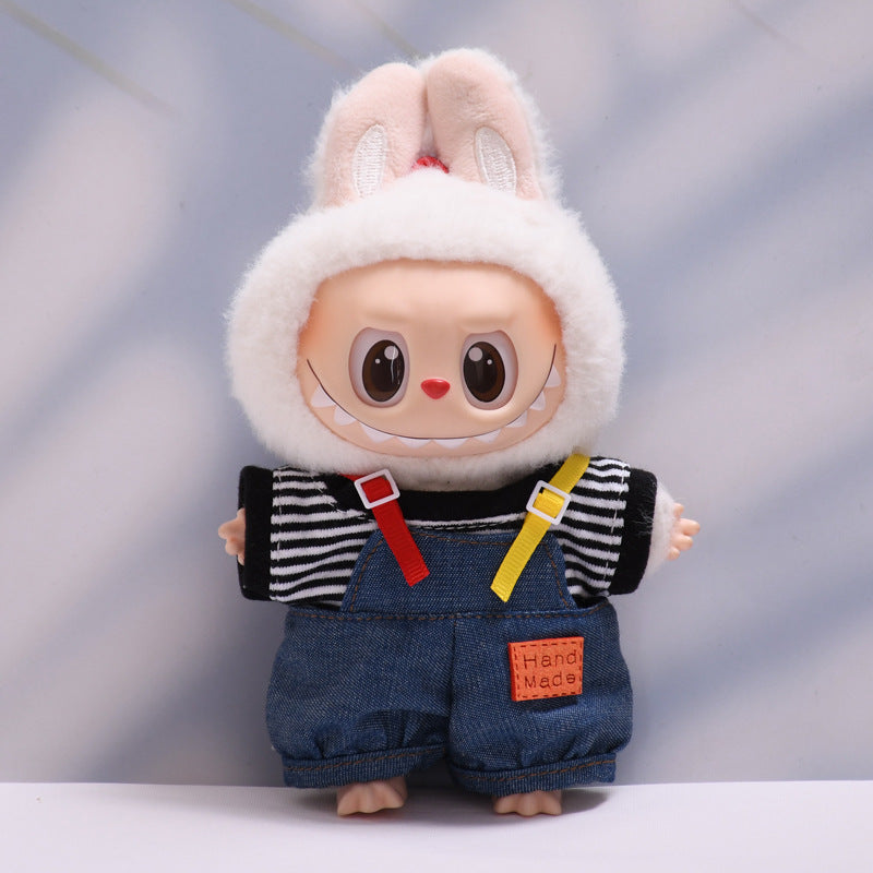 Only baby clothes] one, two and three generations of pendants labubu clothes Denim pants striped T labubu baby clothes