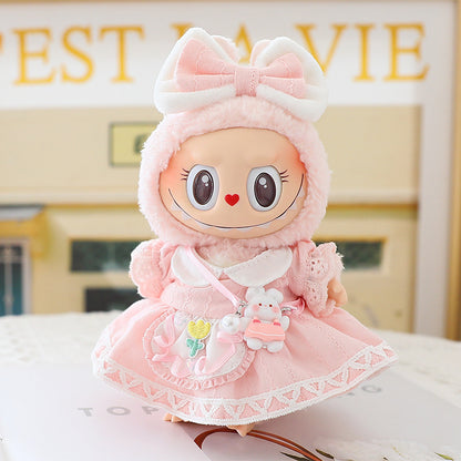 Labubu Doll Powder Skirt Sitting Party Labubu One or Two Generation Vinyl Blind Box Replacement Clothes Suspender Pants Hat Shoes