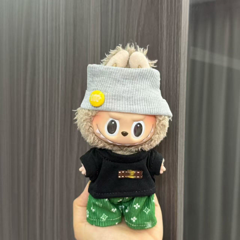 Rab cloth doll labubu17cm pendant one or two generations of vinyl plush doll suit accessories for clothes