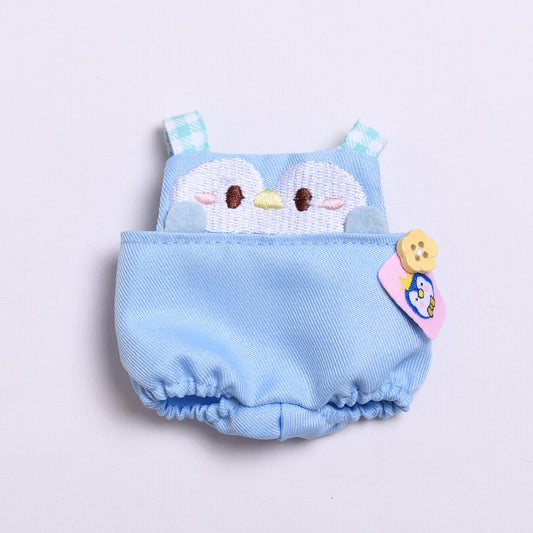 Labubu Doll Overalls Set - Blue Penguin, White Rabbit, Khaki Bear with Matching Hats