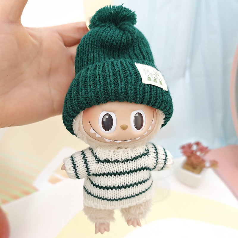 Suspender pants suit suitable for cloth cloth clothes to replace 15cm blind box series labubu vinyl baby clothes.