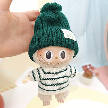 Suspender pants suit suitable for cloth cloth clothes to replace 15cm blind box series labubu vinyl baby clothes.