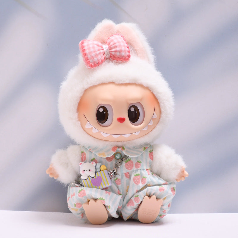 Only baby clothes] one, two and three generations of pendants labubu clothes strawberry jumpsuit suit labubu baby clothes