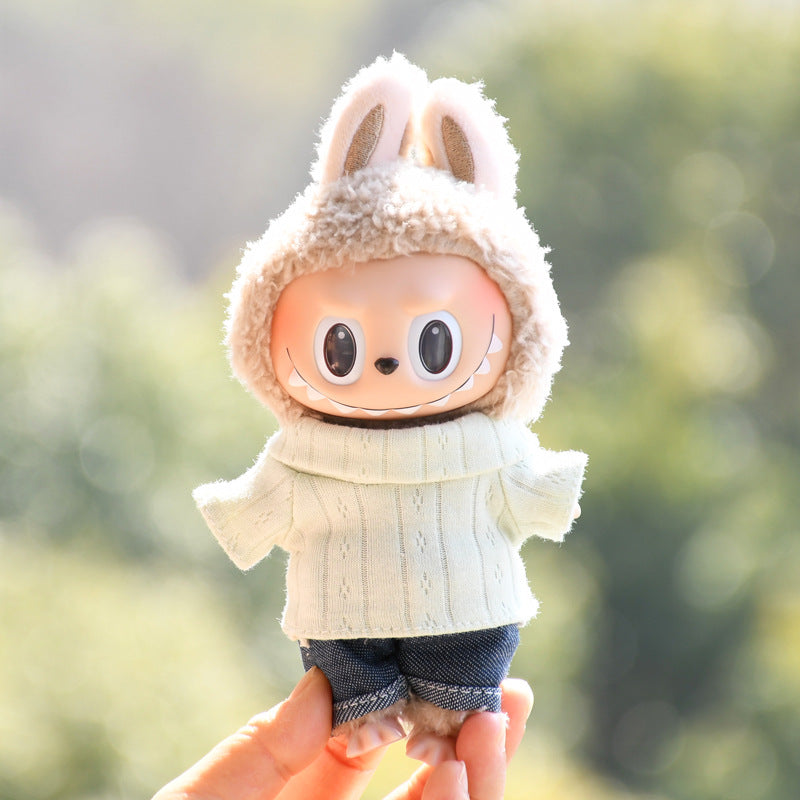 Only baby clothes] 17cm blind box cloth hanging clothes bear corduroy suspenders pants T-shirt key chain baby clothes