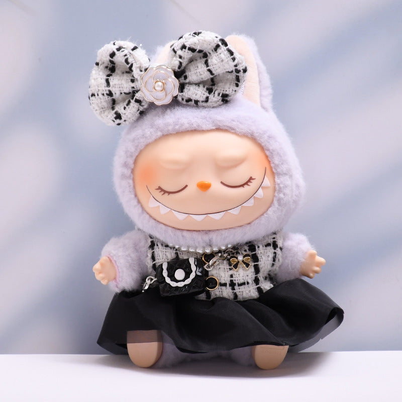 Only baby clothes] one or two generation pendant labubu clothes small fragrant wind black yarn skirt suit cloth baby clothes