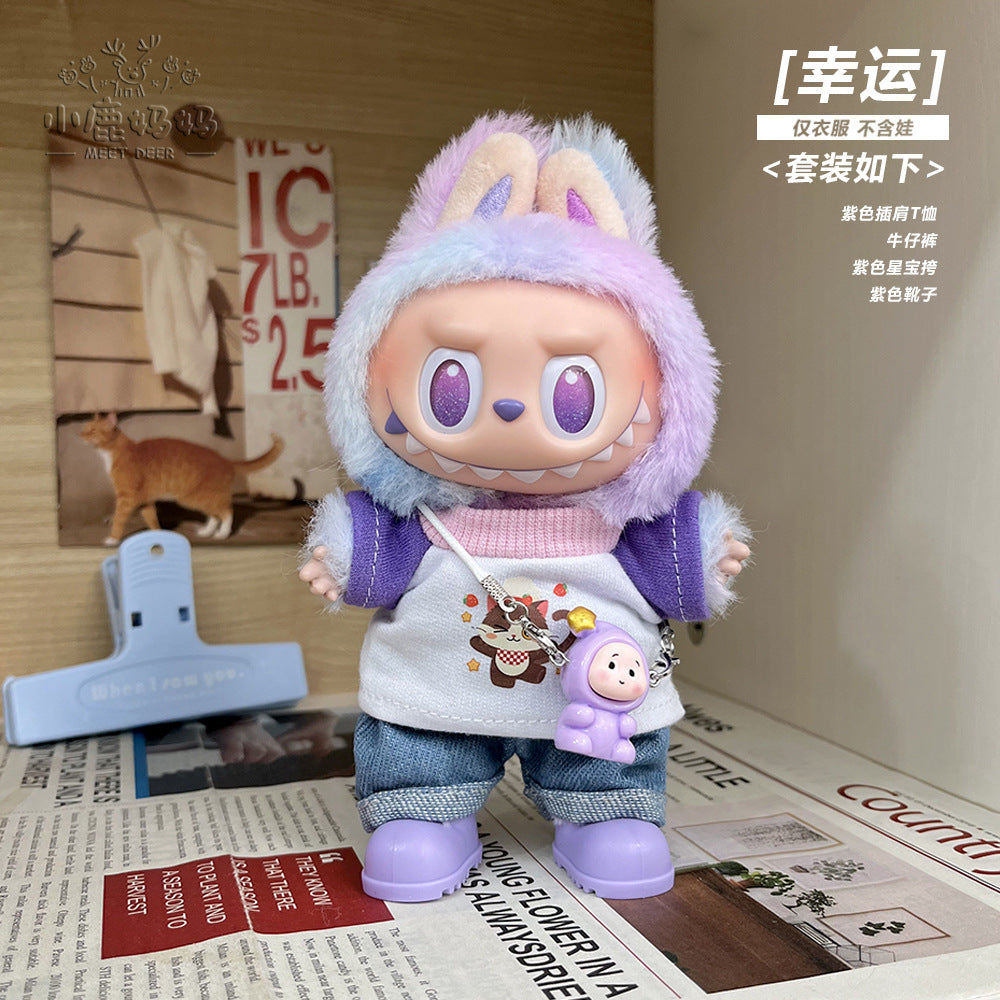 [Only for Baby Clothes] Labubu 3.0 Clothes with High Energy in Front, Lucky Labubu 3.0 Clothes, Trendy and Cool Overalls