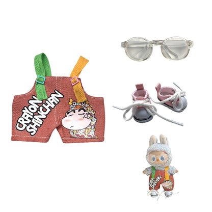 Labubu Doll Crayon Shin-chan Overalls Outfit with Accessories for 17cm Doll