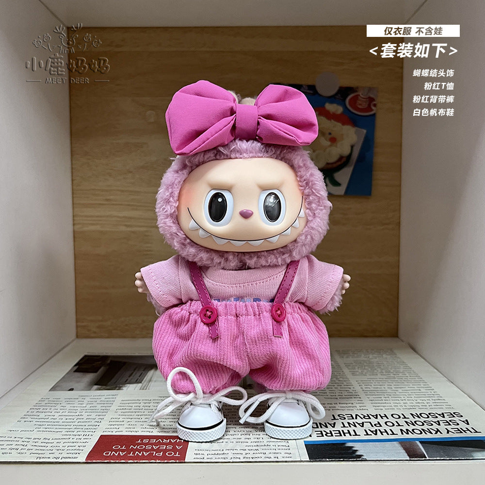 17cm Labubu Lychee Berry Doll Clothes First and Second Generation Labubu Clothes Vinyl Doll Pink Replacement