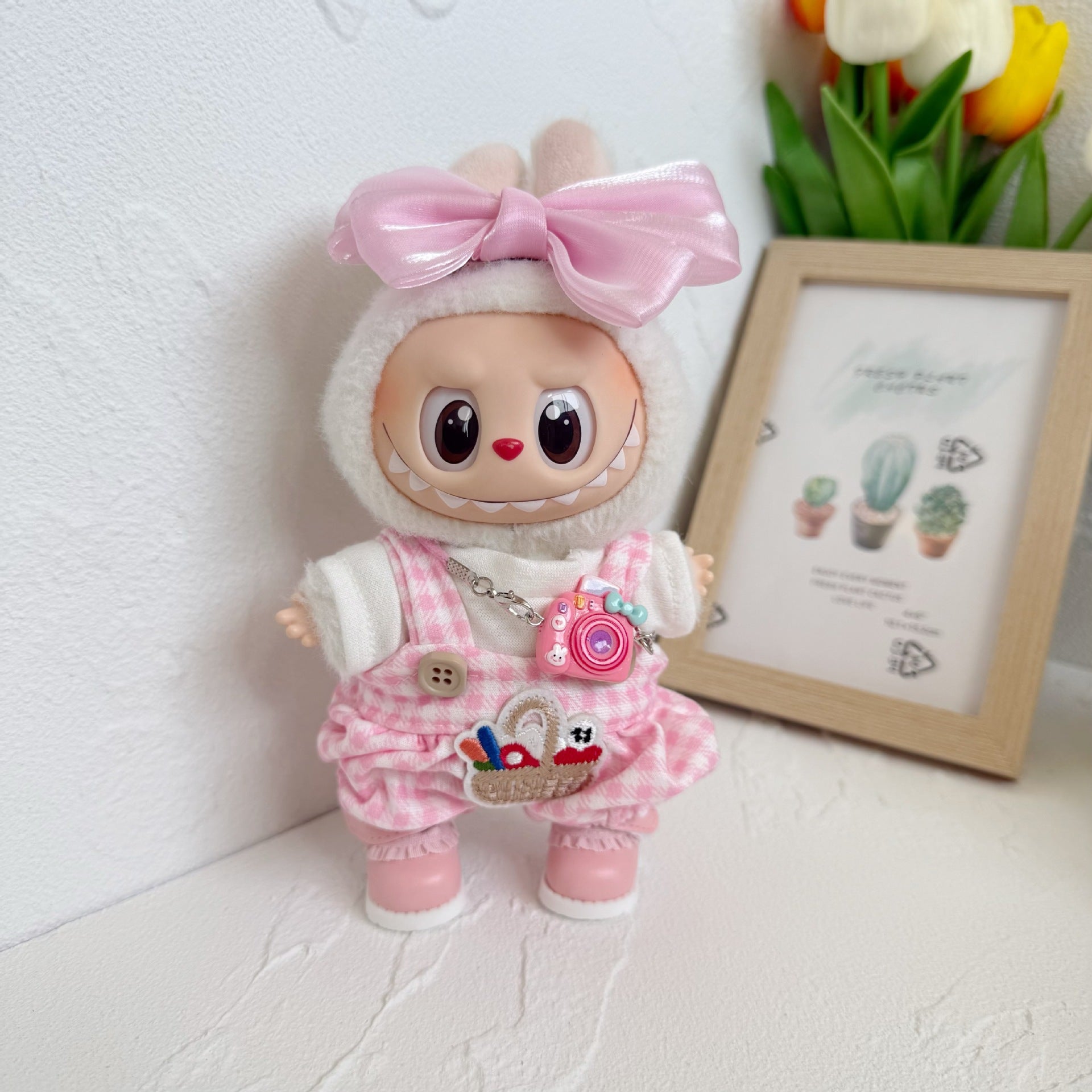 Only clothes] the first and second generation of cloth cloth clothes purchase little maniac plaid strap suit LABUBU change