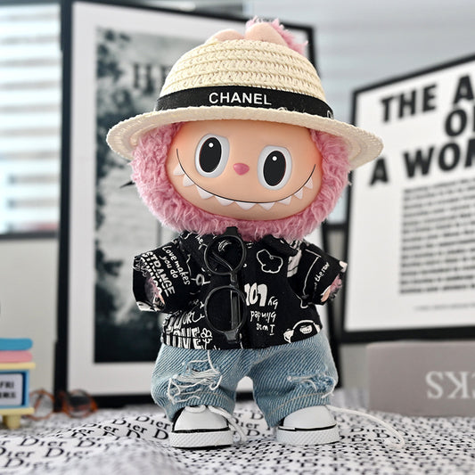 Labubu Doll Denim Outfit Set with Hat for 17CM Doll
