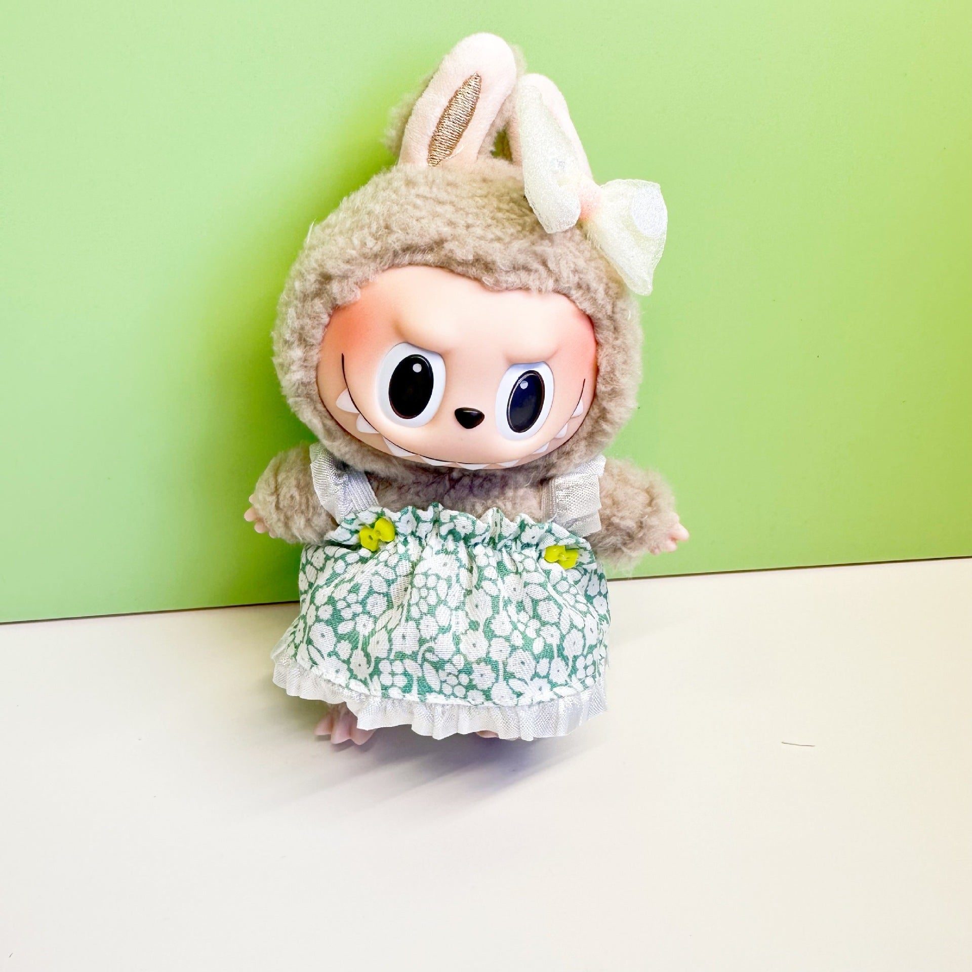 15cm blind box pull cloth pendant clothes casual two-piece macaron labubu pendant doll plaid suit