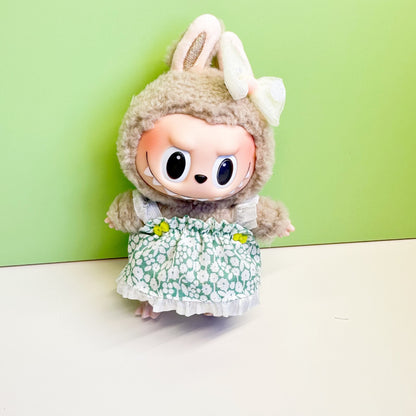 15cm blind box pull cloth pendant clothes casual two-piece macaron labubu pendant doll plaid suit