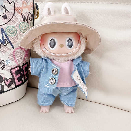 Only clothes] 17CM blind box cloth clothes tide cool powder shirt suit suit LABUBU white flower bud skirt