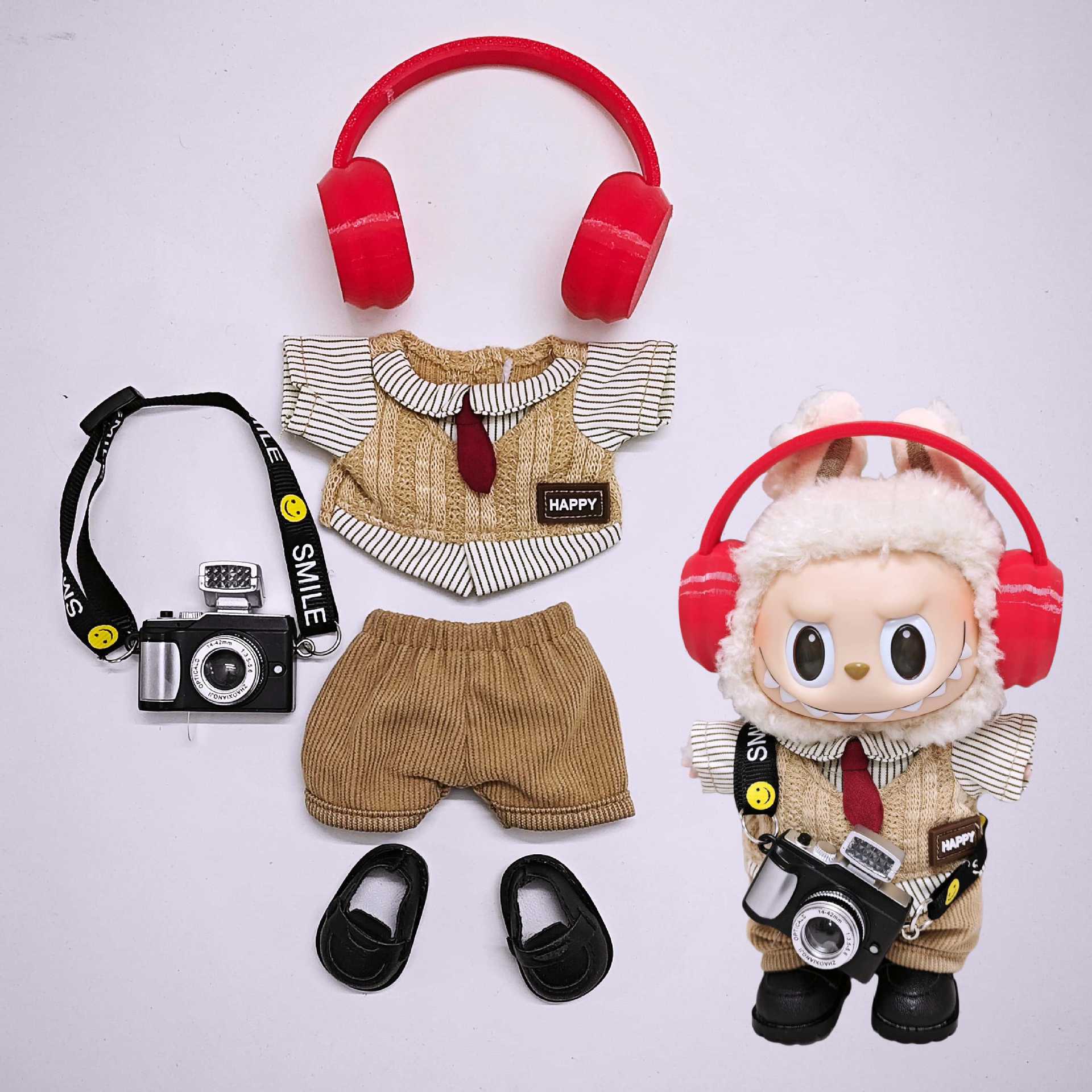 Labubu Doll Retro British 2-Piece Outfit with Accessories