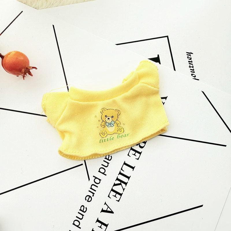 Clothes Only] 17cm Pendant Labubu Clothes Cat t Camellia Straw Hat Suit Labubu Doll Clothes