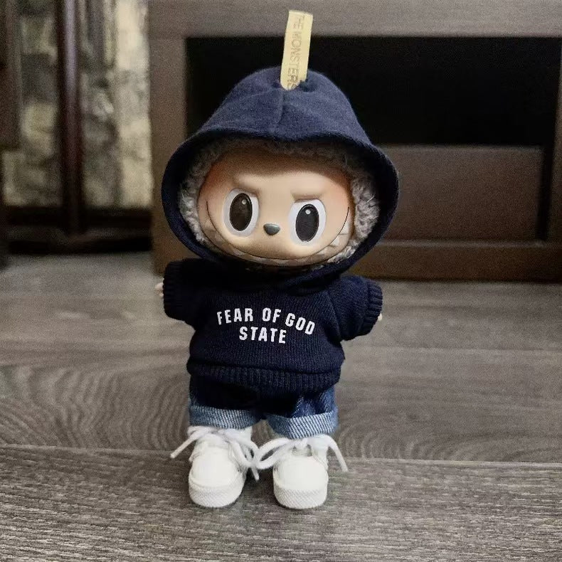 Clothing Only] First, Second, and Third Generation Keychain Labubu Clothing Pendant Labubu Doll Clothing Printed Sweatshirt Set