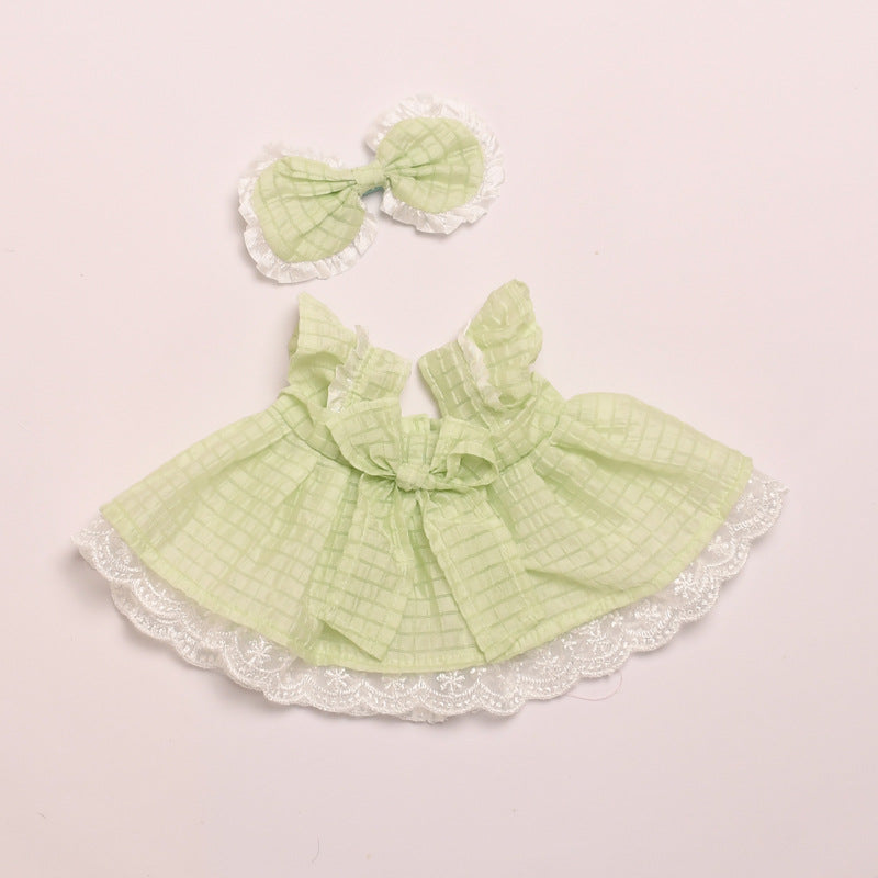 Labubu Doll Dress Outfit for 38cm Vinyl Doll - Princess Lace Skirt & Shoulder Bag