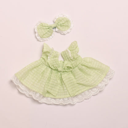 Labubu Doll Dress Outfit for 38cm Vinyl Doll - Princess Lace Skirt & Shoulder Bag