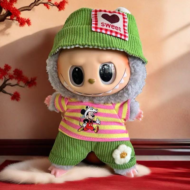 Wholesale labubu labubo doll clothes 17cm blind box pendant one or two generation vinyl doll replacement clothes suit