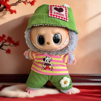 Wholesale labubu labubo doll clothes 17cm blind box pendant one or two generation vinyl doll replacement clothes suit