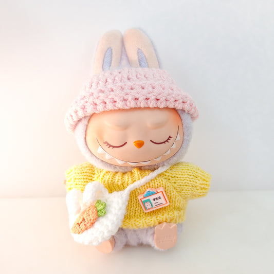 Labubu Doll Clothes Set - Sweater, Shawl & Hat for 1st-3rd Gen Pendants
