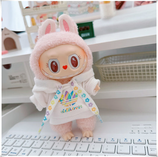 Labubu Doll Clothes - Trendy Hooded Sweatshirt & Pants for 10cm & 17cm Dolls