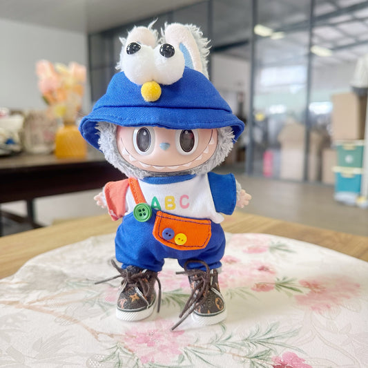 Only clothes] blind box pull cloth doll clothes 17CM pendant LABUBU for sesame bird suit shoes and hats new