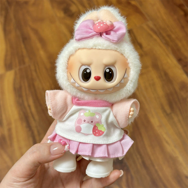 [Only Clothes] 17cm Blind Box Labubu Handmade Frog Piggy Stuffed Christmas Suit Labubu Hanging