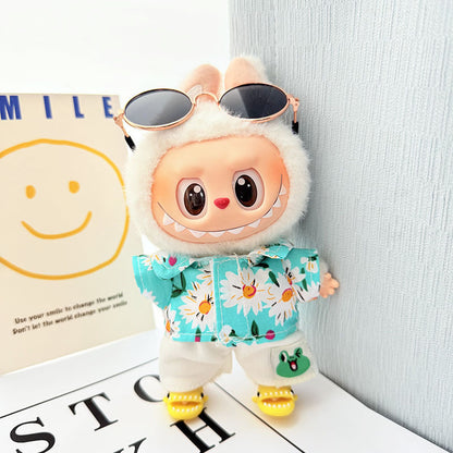 Only clothes] first/second generation Labubu clothes pendant pull cloth sit party doll beach glasses suit