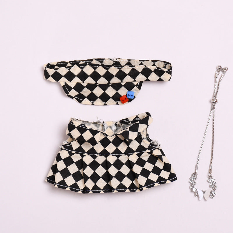 Only clothes] blind box pendant 17cm cloth clothes plaid tennis skirt suit vinyl labubu doll skirt