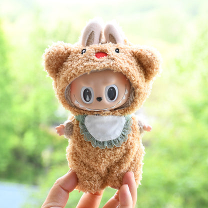 17cm Blind Box Rab Cloth Hand-in-Hand Frog Piglet Plush Christmas Suit labubu Pendant Snowman Doll Coat