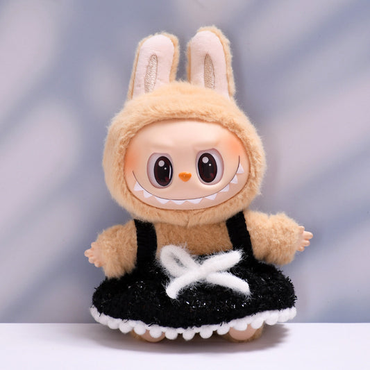 Labubu Doll Plaid Skirt Outfit - Wool Bow & Floral Skirts for 2nd Gen Pendant